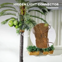 Outsunny 8' Artificial Light Up Palm Tree Lighted Tropical Fake Tree with Remote 350 Lights 5 Coconuts for Outdoor Indoor Green(m-7)