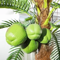 Outsunny 8' Artificial Light Up Palm Tree Lighted Tropical Fake Tree with Remote 350 Lights 5 Coconuts for Outdoor Indoor Green(m-9)