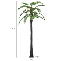 Outsunny 8' Artificial Light Up Palm Tree Lighted Tropical Fake Tree with Remote 350 Lights 5 Coconuts for Outdoor Indoor Green(m-3)
