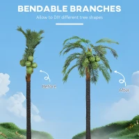 Outsunny 7' Artificial Light Up Palm Tree Lighted Tropical Fake Tree with Remote 280 Lights 5 Coconuts for Outdoor Indoor Green(m-8)