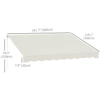 Outsunny 12'x10' Electric Retractable Awning, UV Protection Sun Shade Shelter w/ Remote Controller for Deck Balcony Yard, Cream(m-3)