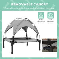PawHut Raised Dog Bed Cooling Dog Cot w/ Canopy Washable Breathable Mesh, for Small and Medium Dogs, Light Grey(m-5)