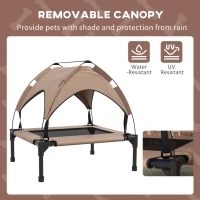 PawHut Raised Dog Bed Cooling Dog Cot w/ Canopy Washable Breathable Mesh, for Small and Medium Dogs, Coffee(m-5)