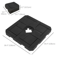 Outsunny 4PCs Patio Umbrella Base, Water or Sand Filled Cantilever Umbrella Weights for Cross Base with Handles, HDPE(m-3)