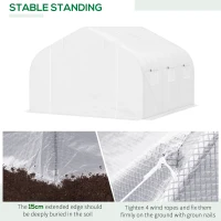 Outsunny 15'x10'x7' Greenhouse Gardening Planting Shed White(m-5)
