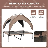 PawHut Raised Dog Bed Cooling Dog Cot w/ Canopy Washable Breathable Mesh, for Medium and Large Dogs, Coffee(m-5)
