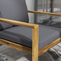 Outsunny 4 Piece Patio Sofa Set, Acacia Wood Outdoor Furniture with Cushions, Table, Backyard Lawn Porch Sofa, Gray(m-8)