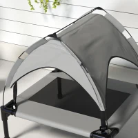 PawHut Raised Dog Bed Cooling Dog Cot w/ Canopy Washable Breathable Mesh, for Small and Medium Dogs, Light Grey(m-9)