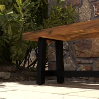 Outsunny Garden Bench with Acacia Wood Seat, Front Porch Loveseat, 63" x 14.25" x 18", Natural(m-9)