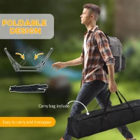 Outsunny Hammock Stand w/ Hammock, 2-in-1 Portable Hammock, Blue(m-5)