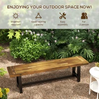 Outsunny Garden Bench with Acacia Wood Seat, Front Porch Loveseat, 63" x 14.25" x 18", Natural(m-6)
