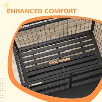 PawHut 36" Heavy Duty Dog Kennel w/ Bowl Holder, Wheels, Openable Top, Removable Tray for Medium & Large Dogs, Black(m-7)