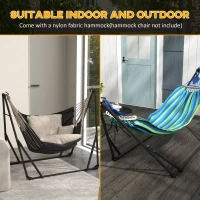 Outsunny Hammock Stand w/ Hammock, 2-in-1 Portable Hammock, Blue(m-7)