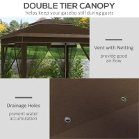 Outsunny 12' x 12' Pop Up Canopy Tent with Netting and Carry Bag, Instant Sun Shelter with 137 sq.ft Shade, Dark Brown(m-8)