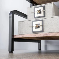 HOMCOM Free Standing Metal Storage Shelf, 3-Tier Small Shelving Unit, Printer Stand for Home Office, Living Room, Brown(m-9)