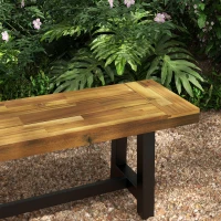 Outsunny Garden Bench with Acacia Wood Seat, Front Porch Loveseat, 63" x 14.25" x 18", Natural(m-7)