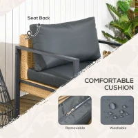 Outsunny 6 Pieces Patio Furniture Set with Sofa, Armchair, Stool, Table, Cushions, Outdoor Wicker Conversation Sofa Set(m-5)