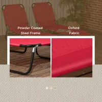 Outsunny Set of 2 Folding Outdoor Lounge Chair, Sun Tanning Chairs with Reclining Back, Breathable Mesh for Beach Patio, Red(m-6)