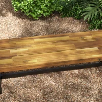 Outsunny Garden Bench with Acacia Wood Seat, Front Porch Loveseat, 63" x 14.25" x 18", Natural(m-8)