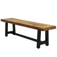 Outsunny Garden Bench with Acacia Wood Seat, Front Porch Loveseat, 63" x 14.25" x 18", Natural(m-1)