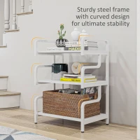 HOMCOM Free Standing Metal Storage Shelf, 3-Tier Small Shelving Unit, Printer Stand for Home Office, Living Room, White(m-5)