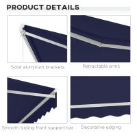 Outsunny 12' x 10' Electric Retractable Awning Sunshade Shelter with Remote Controller, Crank Handle for Deck Balcony Yard, Blue(m-7)