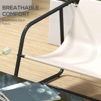 Outsunny Garden Sofa Set, 4 Piece Patio Conversation Furniture Set with Glass Table, Breathable Mesh, Cream White(m-5)