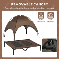 PawHut Elevated Dog Bed, 36" with UV Protection Shade Canopy, Durable Pet Cot, Coffee - Ideal for Outdoor Comfort(m-5)