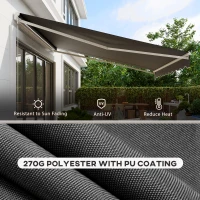 Outsunny 12' x 10' Electric Retractable Awning Sunshade Shelter with Remote Controller, Crank Handle for Deck Balcony Yard, Gray(m-5)