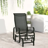 Outsunny Outdoor Patio Sling Fabric Swing Glider Rocker Chair with Smooth Rocking Arms, Black(m-7)