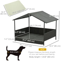 PawHut Outdoor Dog House Wicker Dog Bed with Soft Cushion Washable Cover, for Medium Large Dogs Indoor Outdoor, Cream White(m-3)