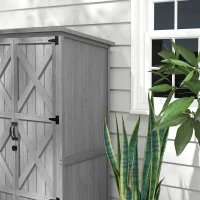 Outsunny Wooden Outdoor Storage Cabinet Garden Shed with Waterproof Asphalt Roof and Lockable Doors, Gray(m-8)