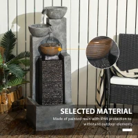 Outsunny 5-Tiered Cascading Bowls Outdoor Water Fountain with LED Lights, Adjustable Flow, 43.3-inch Resin Waterfall Fountain(m-7)