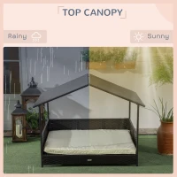 PawHut Outdoor Dog House Wicker Dog Bed with Soft Cushion Washable Cover, for Medium Large Dogs Indoor Outdoor, Cream White(m-6)