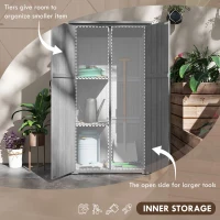 Outsunny Wooden Outdoor Storage Cabinet Garden Shed with Waterproof Asphalt Roof and Lockable Doors, Gray(m-4)