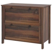 HOMCOM Lateral File Cabinet, 2 Drawer Filing Cabinet with Adjustable Hanging Bar for Letter, A4 and Legal Size, Brown