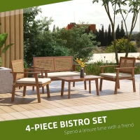 Outsunny 4 Pcs Patio Furniture Set Wicker Furniture Set w/ Seat Cushions with Loveseat Sofa, Seat Cushions for Garden, Backyard(m-4)