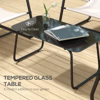 Outsunny Garden Sofa Set, 4 Piece Patio Conversation Furniture Set with Glass Table, Breathable Mesh, Cream White(m-6)