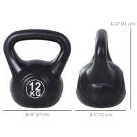 Soozier 26lb Fitness Kettlebell, Plastic Exercise Weight, Weightlifting Tools with Sand, Handle, Noise Reduction for Home, Gym(m-3)