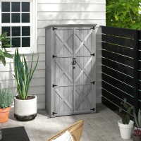 Outsunny Wooden Outdoor Storage Cabinet Garden Shed with Waterproof Asphalt Roof and Lockable Doors, Gray(m-2)