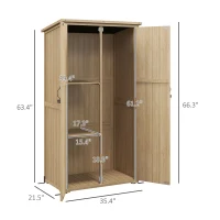 Outsunny Wooden Outdoor Storage Cabinet Garden Shed with Waterproof Asphalt Roof and Lockable Doors, Natural(m-3)