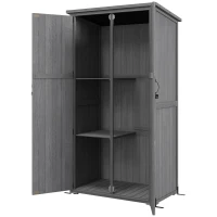 Outsunny Wooden Outdoor Storage Cabinet Garden Shed with Waterproof Asphalt Roof and Lockable Doors, Gray(m-1)