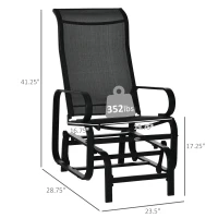 Outsunny Outdoor Patio Sling Fabric Swing Glider Rocker Chair with Smooth Rocking Arms, Black(m-3)