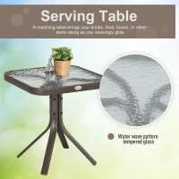 Outsunny 3 Piece Patio Glider Set Outdoor Gliders with Breathable Mesh Seat, Glass Top Table for Garden, Yard, Mixed Brown(m-6)
