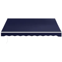Outsunny 12' x 10' Electric Retractable Awning Sunshade Shelter with Remote Controller, Crank Handle for Deck Balcony Yard, Blue(m-8)