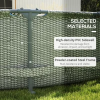 Outsunny Round Above Ground Pool, Metal Frame Pool with Cartridge Filter Pump and Repair Patch, 14' x 33", Gray Wicker(m-5)