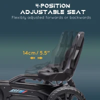 Aosom Pedal Go Kart with Adjustable Seat, Forward, Backward, Handbrake, Shock Absorption for 3-8 Years, Black(m-4)