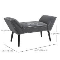 HOMCOM Modern Upholstered Bench, End of Bed Bench for Bedroom, Hallway Bench with Arms and Nailhead Trim(m-3)