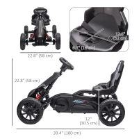 Aosom Pedal Go Kart with Adjustable Seat, Forward, Backward, Handbrake, Shock Absorption for 3-8 Years, Black(m-3)