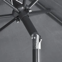 Outsunny 8-Piece Patio Dining Set with Umbrella, Grey - Includes 6 Chairs, Table, and UV Protection Umbrella for Outdoor Gatherings(m-11)